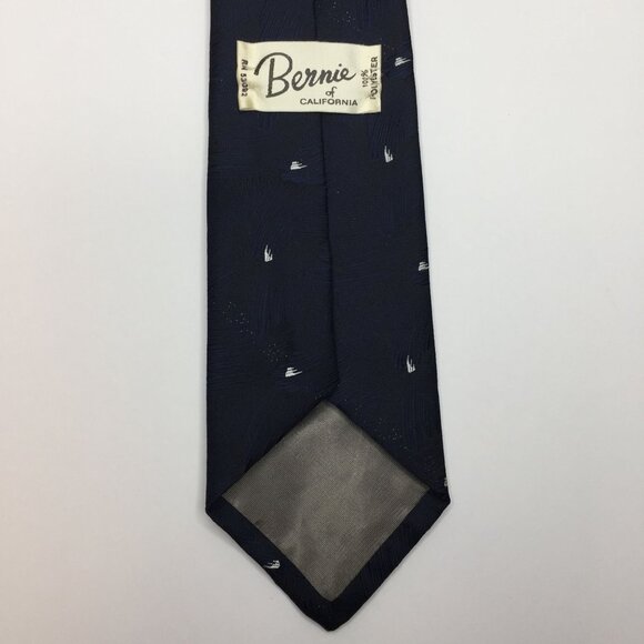 Bernie of California Mens Tie Necktie Navy Blue White Gold Sparkles Formal - Picture 6 of 9